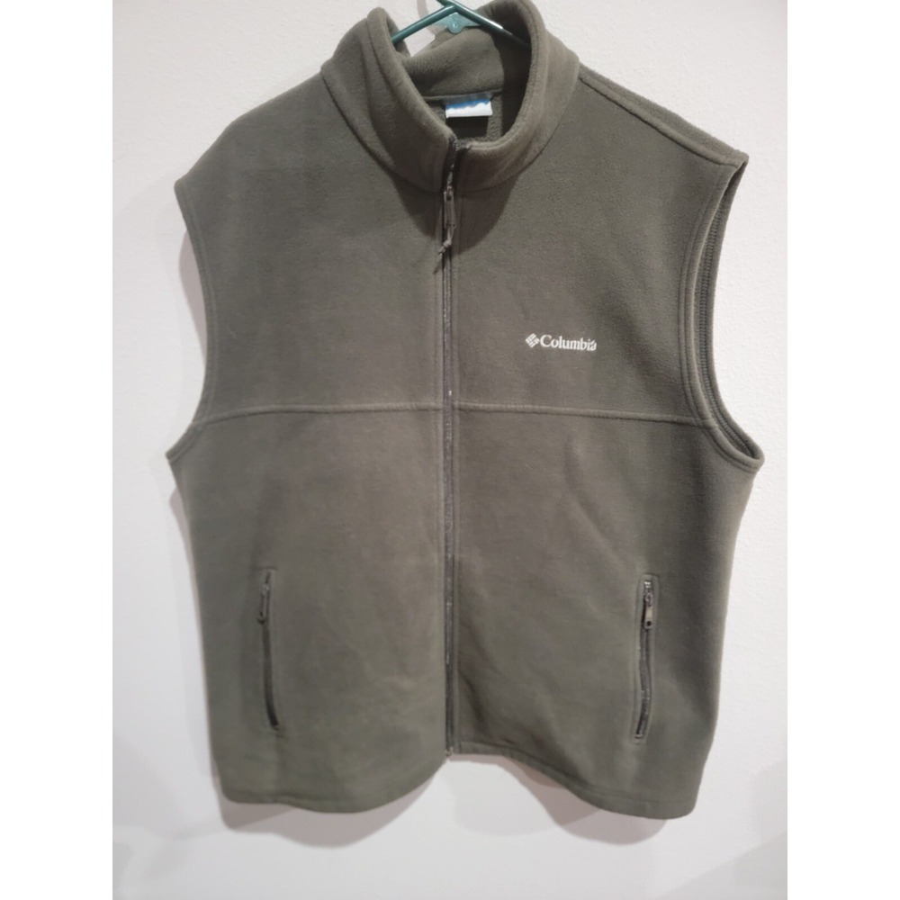 Columbia Fleece Full Zip Men's Dark Gray Sleeveless Jacket Vest Size XL